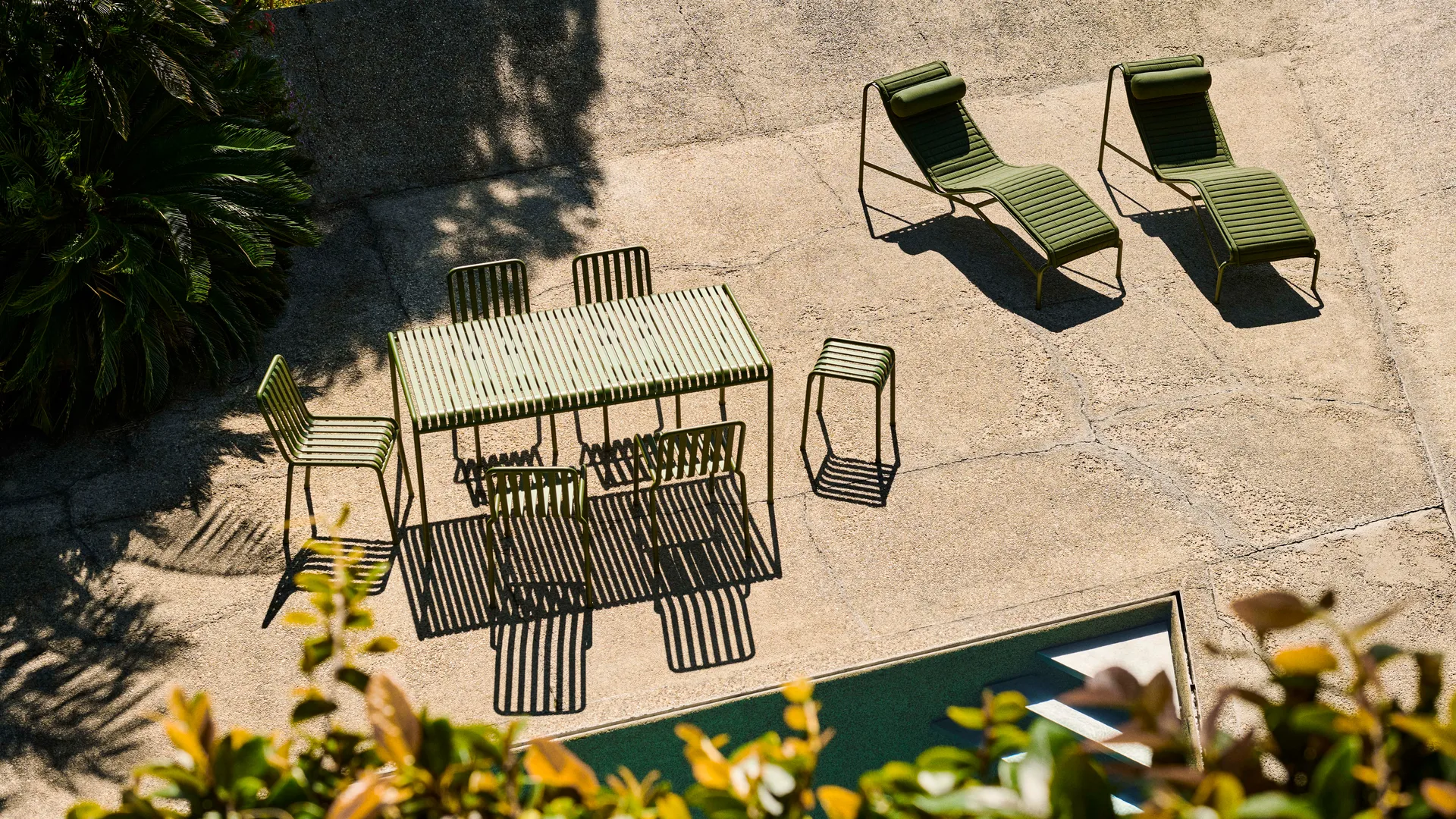 Palissade Essgruppe 4 Stühle 170x90 cm - Olive,  HAY