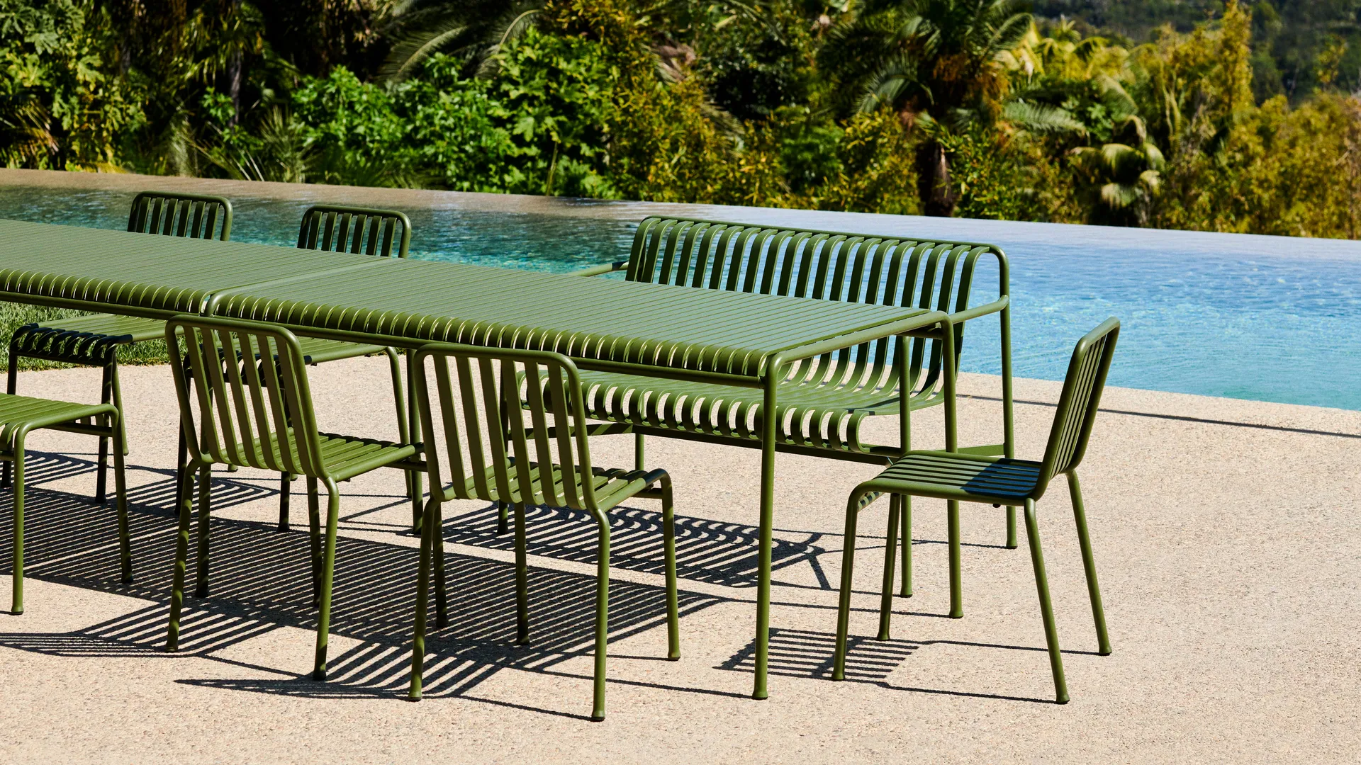 Palissade Essgruppe 4 Stühle 170x90 cm - Olive,  HAY