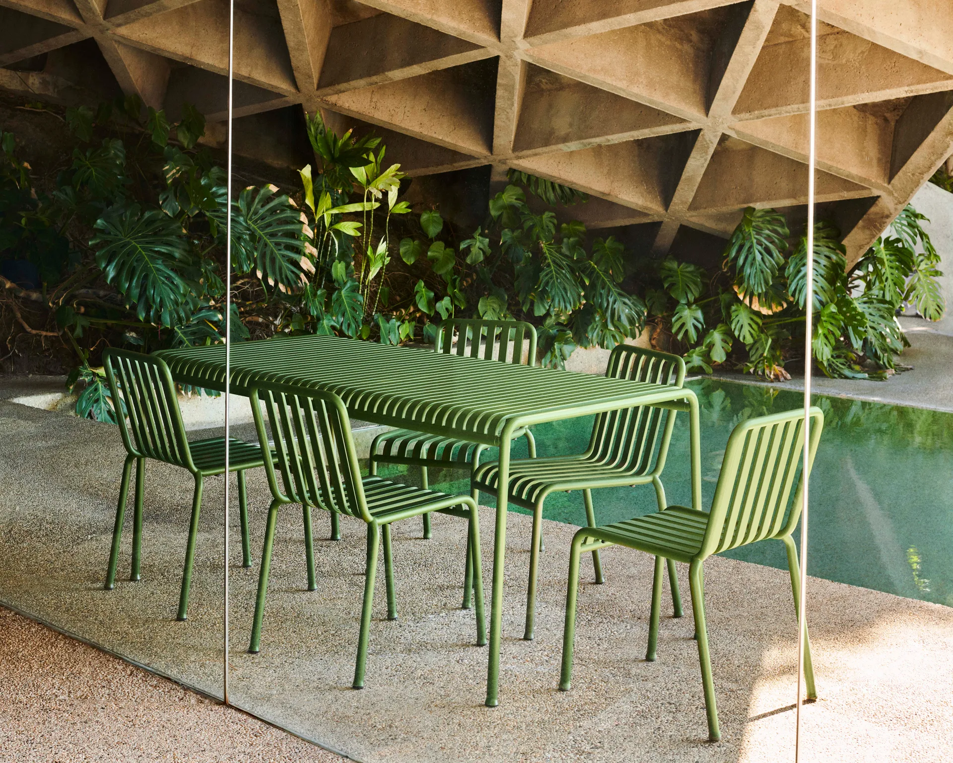 Palissade Essgruppe 4 Stühle 170x90 cm - Olive HAY