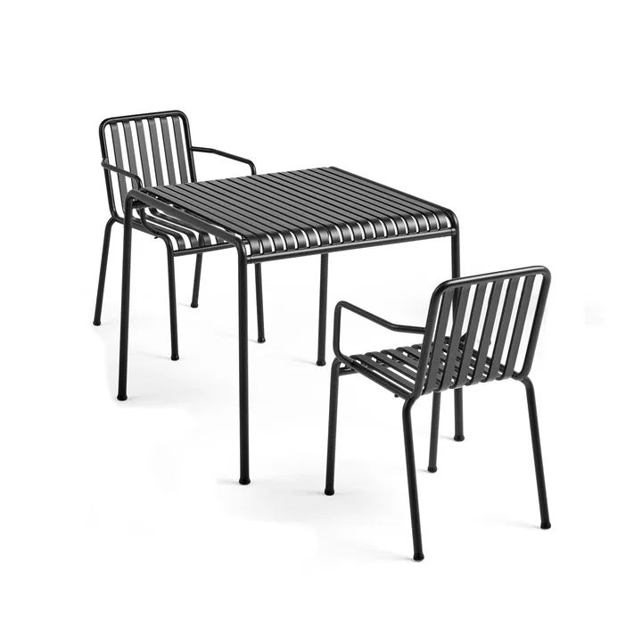 Palissade Esstisch-Set 2 Armstühle 82,5x90 cm anthracite - HAY