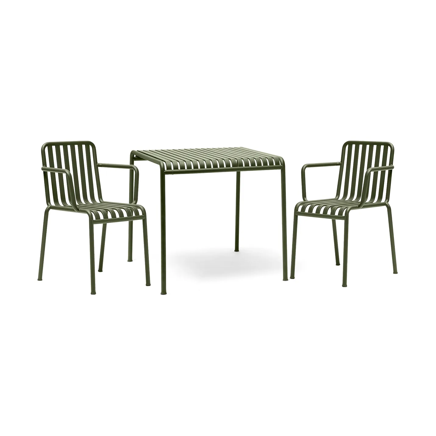 Palissade Esstisch-Set 2 Armstühle 82,5x90 cm olive,  HAY