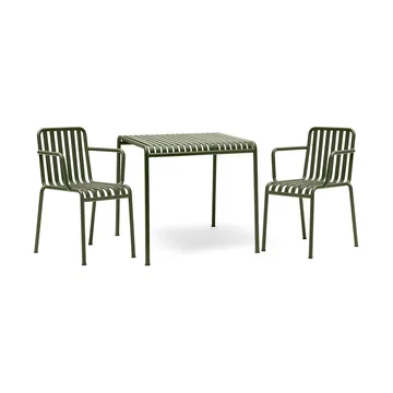 Palissade Esstisch-Set 2 Armstühle 82,5x90 cm olive - HAY