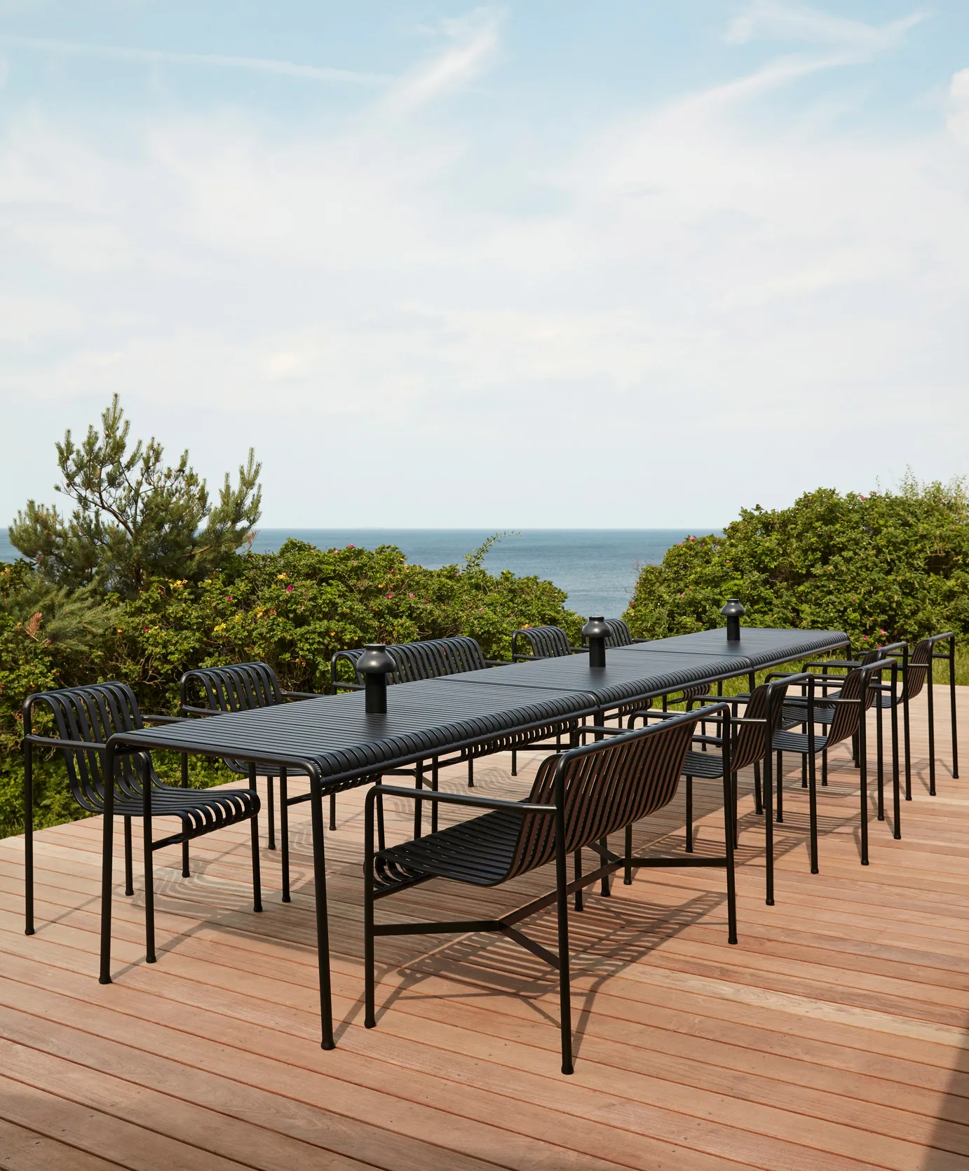 Palissade Esstisch-Set 2 Dining Armstuhl + Bank 170x90 cm anthracite,  HAY