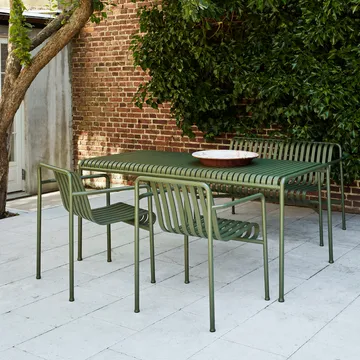 Palissade Esstisch-Set 2 Dining Armstuhl + Bank 170x90 cm olive - HAY