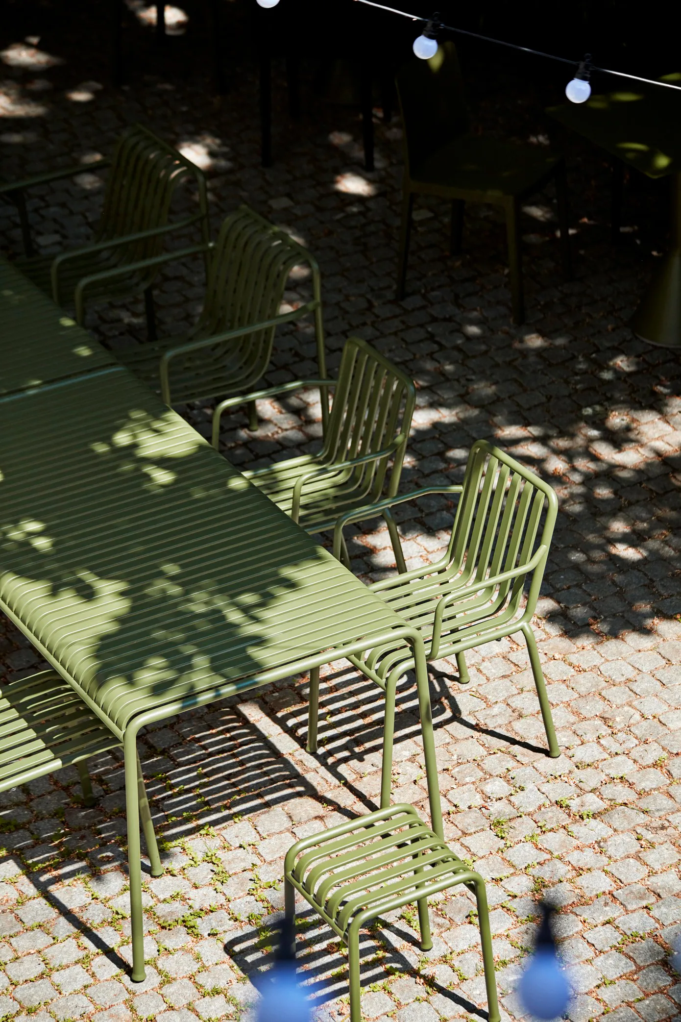 Palissade Esstisch-Set 2 Dining Armstuhl + Bank 170x90 cm olive,  HAY