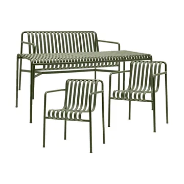 Palissade Esstisch-Set 2 Dining Armstuhl + Bank 170x90 cm olive - HAY
