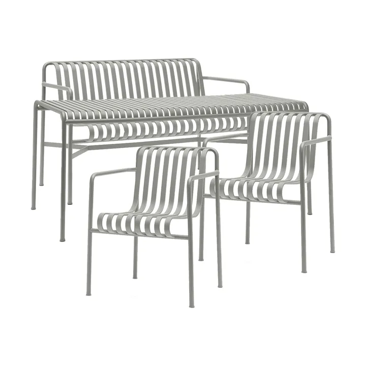 Palissade Esstisch-Set 2 Dining Armstuhl + Bank 170x90 cm sky grey - HAY