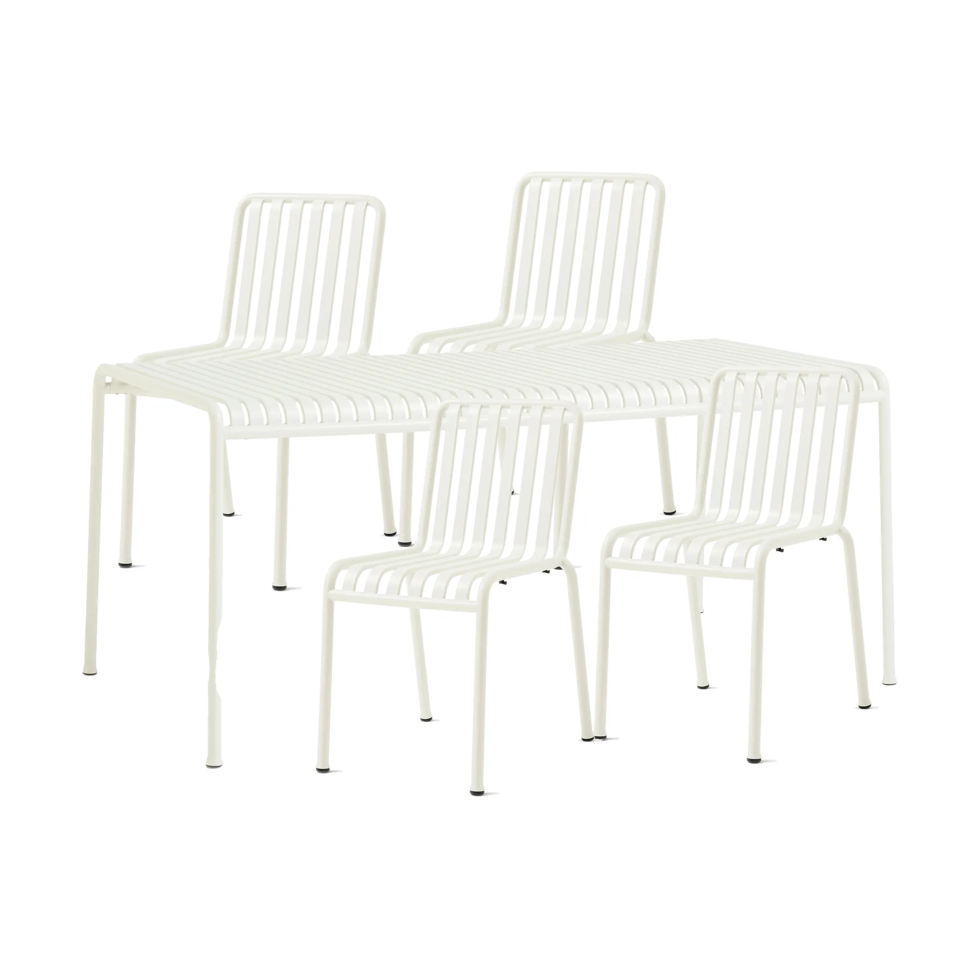 Palissade Esstisch-Set 4 Stühle 170x90 cm cream white,  HAY