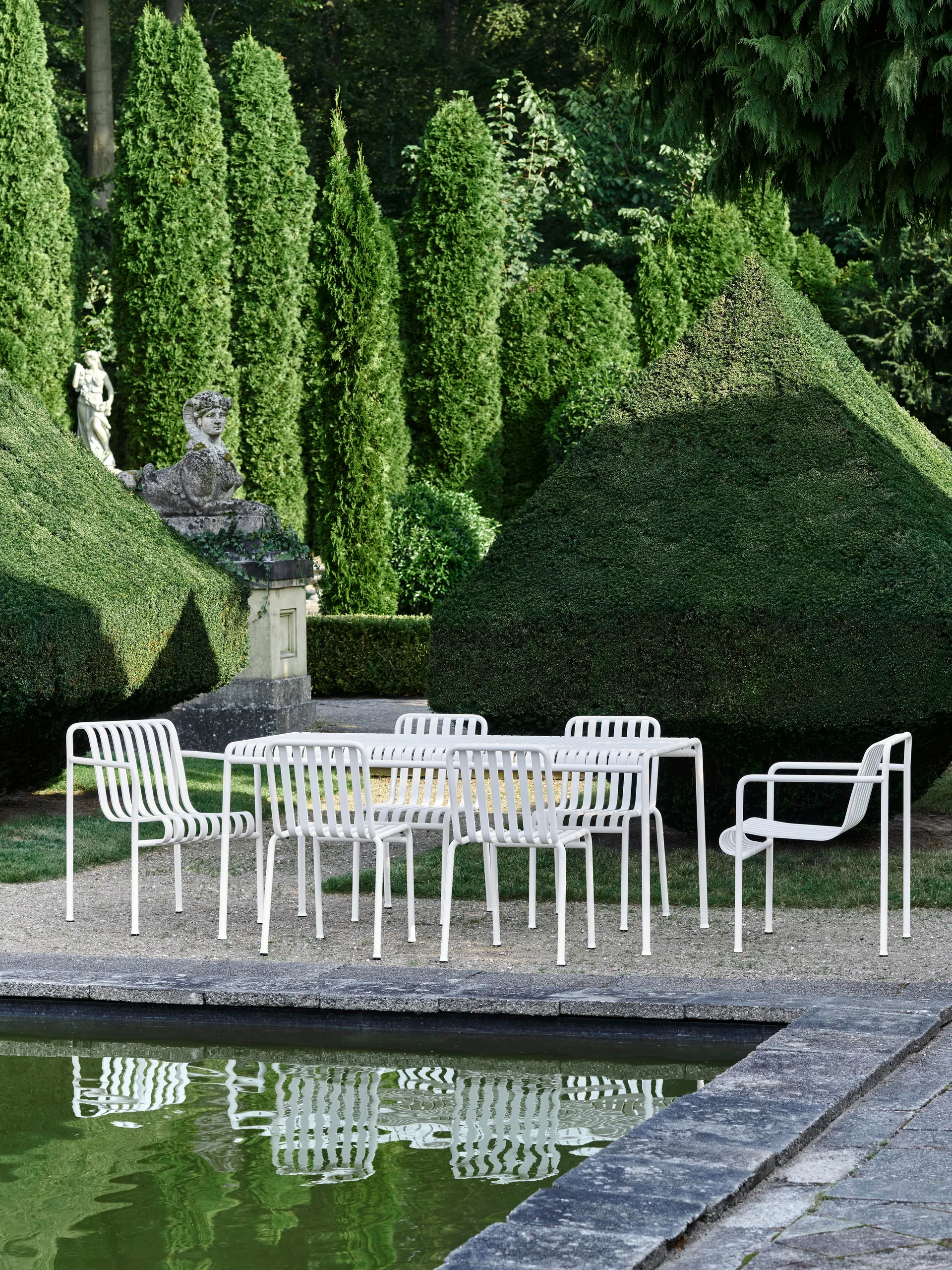 Palissade Esstisch-Set 4 Stühle 170x90 cm cream white,  HAY