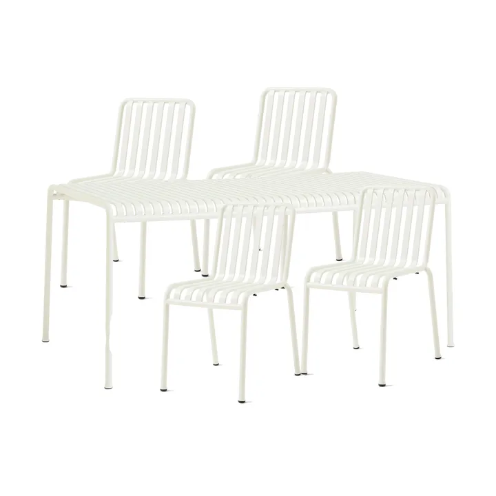 Palissade Esstisch-Set 4 Stühle 170x90 cm cream white - HAY