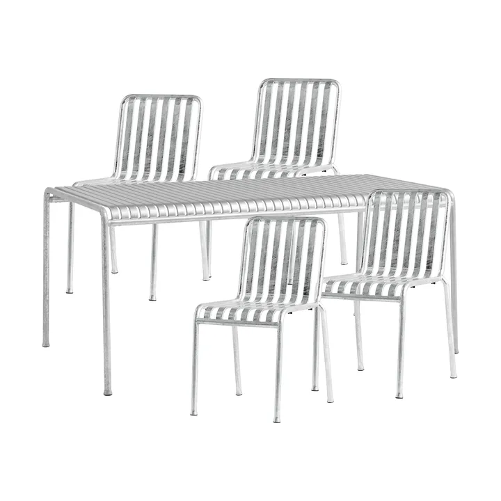 Palissade Esstisch-Set 4 Stühle 170x90 cm galvanisiert - HAY