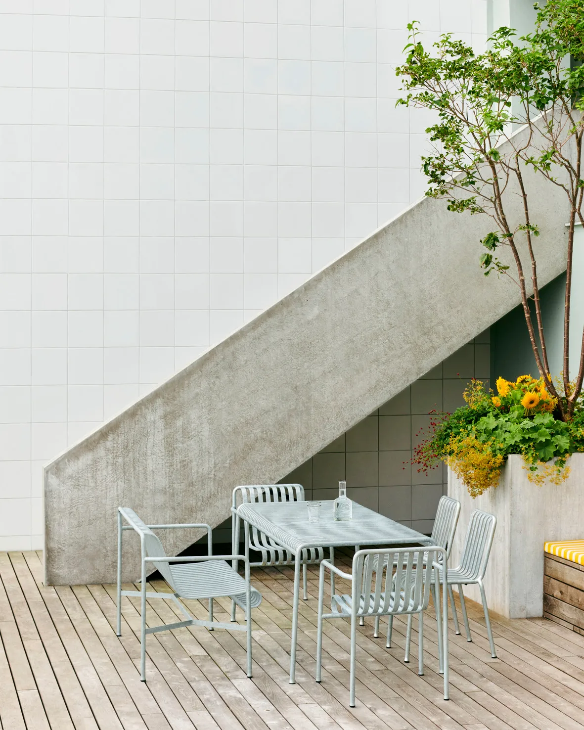 Palissade Esstisch-Set 4 Stühle 170x90 cm galvanisiert HAY