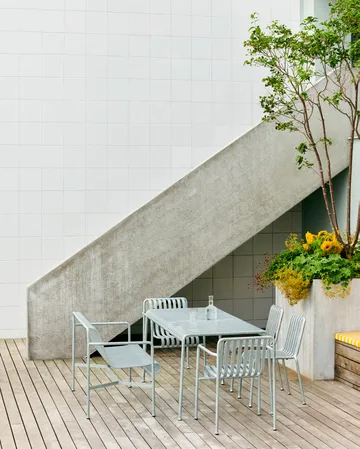 Palissade Esstisch-Set 4 Stühle 170x90 cm galvanisiert - HAY