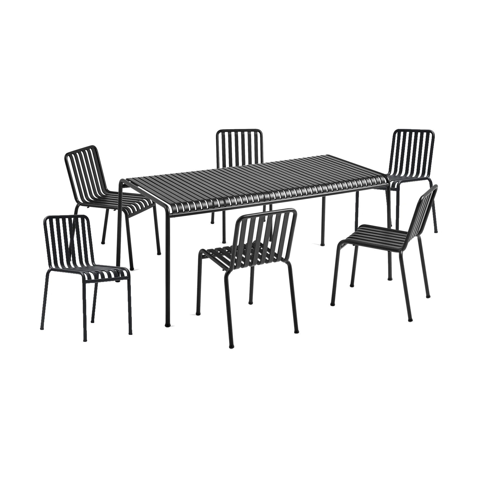Palissade Esstisch-Set 6 Stühle 170x90 cm anthracite,  HAY
