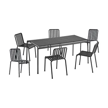 Palissade Esstisch-Set 6 Stühle 170x90 cm anthracite - HAY