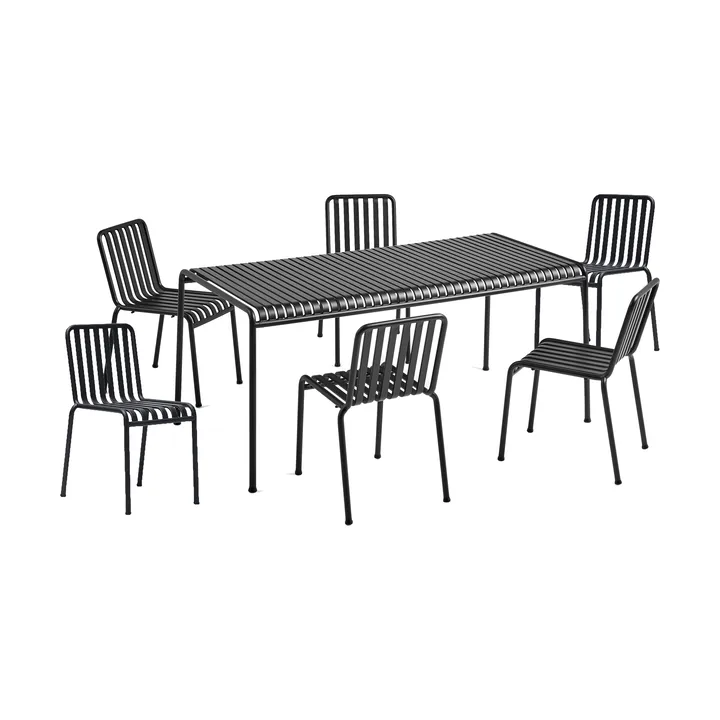 Palissade Esstisch-Set 6 Stühle 170x90 cm anthracite - HAY