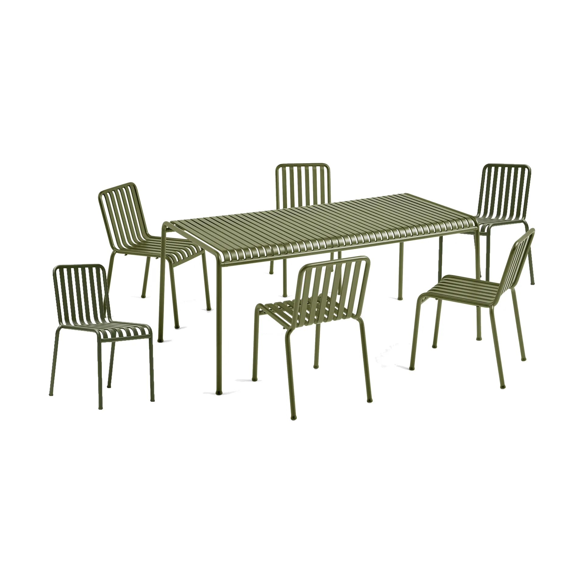Palissade Esstisch-Set 6 Stühle 170x90 cm olive,  HAY