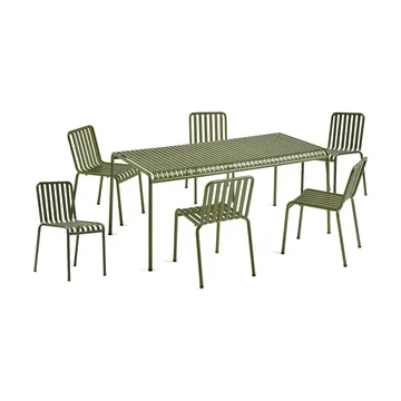 Palissade Esstisch-Set 6 Stühle 170x90 cm olive - HAY