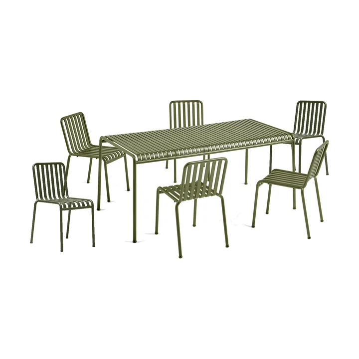 Palissade Esstisch-Set 6 Stühle 170x90 cm olive - HAY