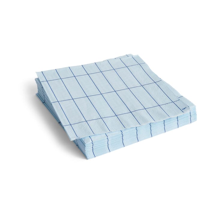 Pattern Dinner Serviette 40x40 cm 20er-Pack - Light blue-blue grid - HAY