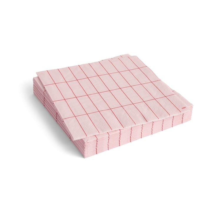 Pattern Dinner Serviette 40x40 cm 20er-Pack - Light pink-red grid - HAY
