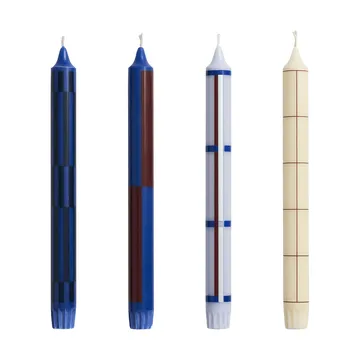 Pattern Kerzen Mix 4er-Pack - Blue-silver - HAY