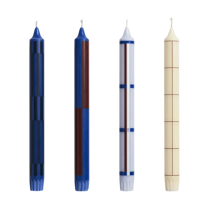 Pattern Kerzen Mix 4er-Pack - Blue-silver - HAY