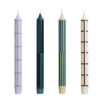 Pattern Kerzen Mix 4er-Pack - Green-silver - HAY