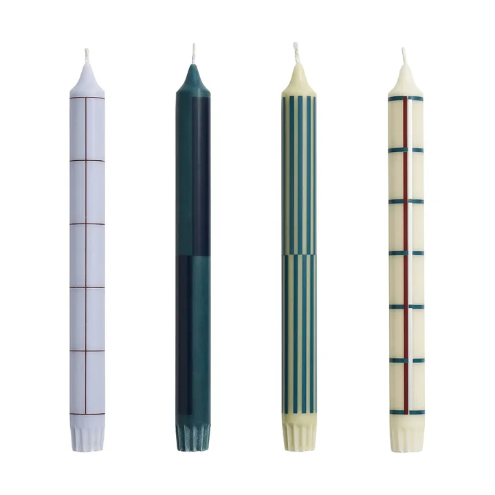 Pattern Kerzen Mix 4er-Pack - Green-silver - HAY