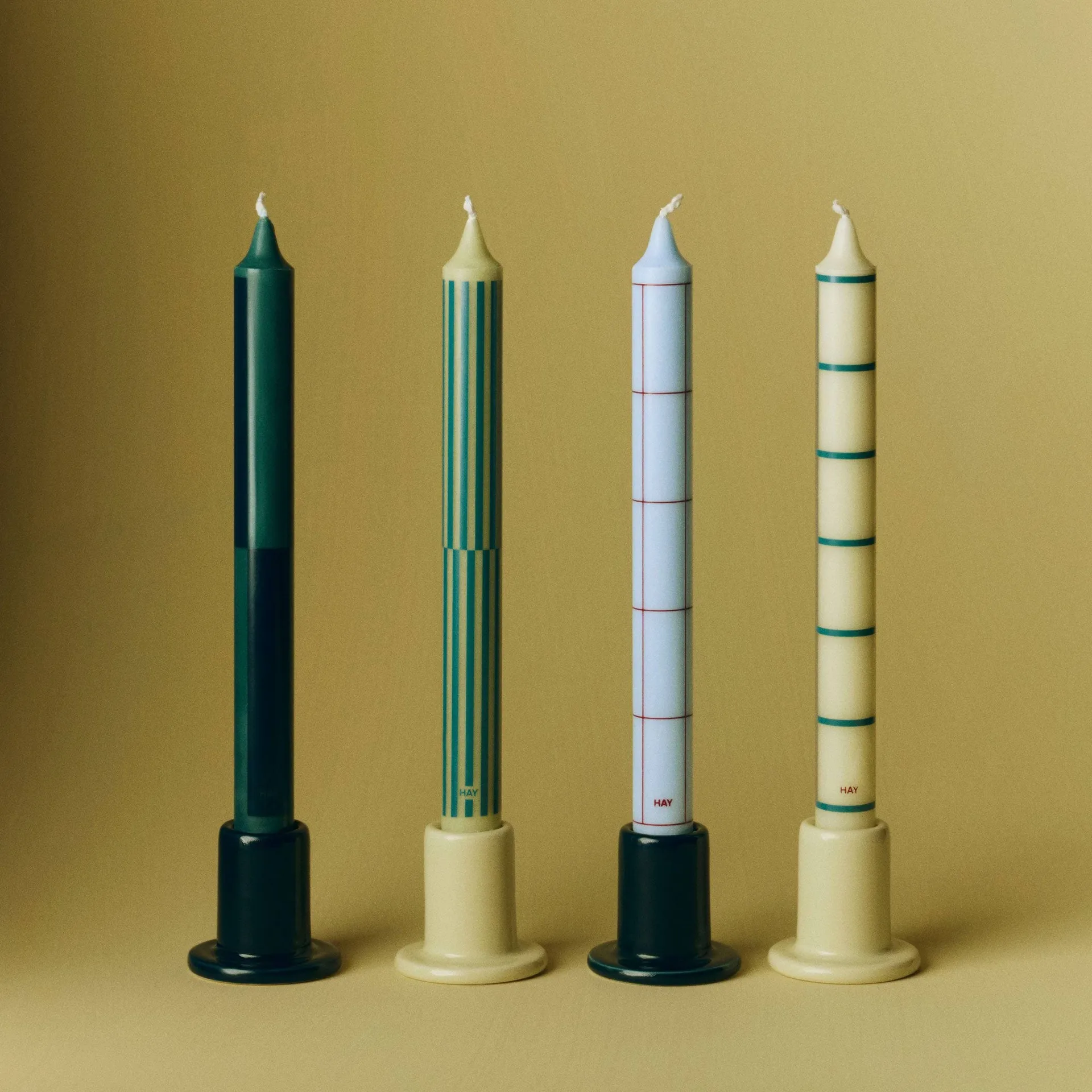 Pattern Kerzen Mix 4er-Pack, Green-silver HAY
