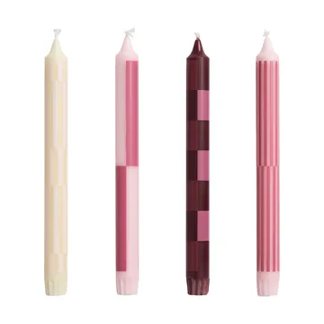 Pattern Kerzen Mix 4er-Pack - Pink-bordeaux - HAY
