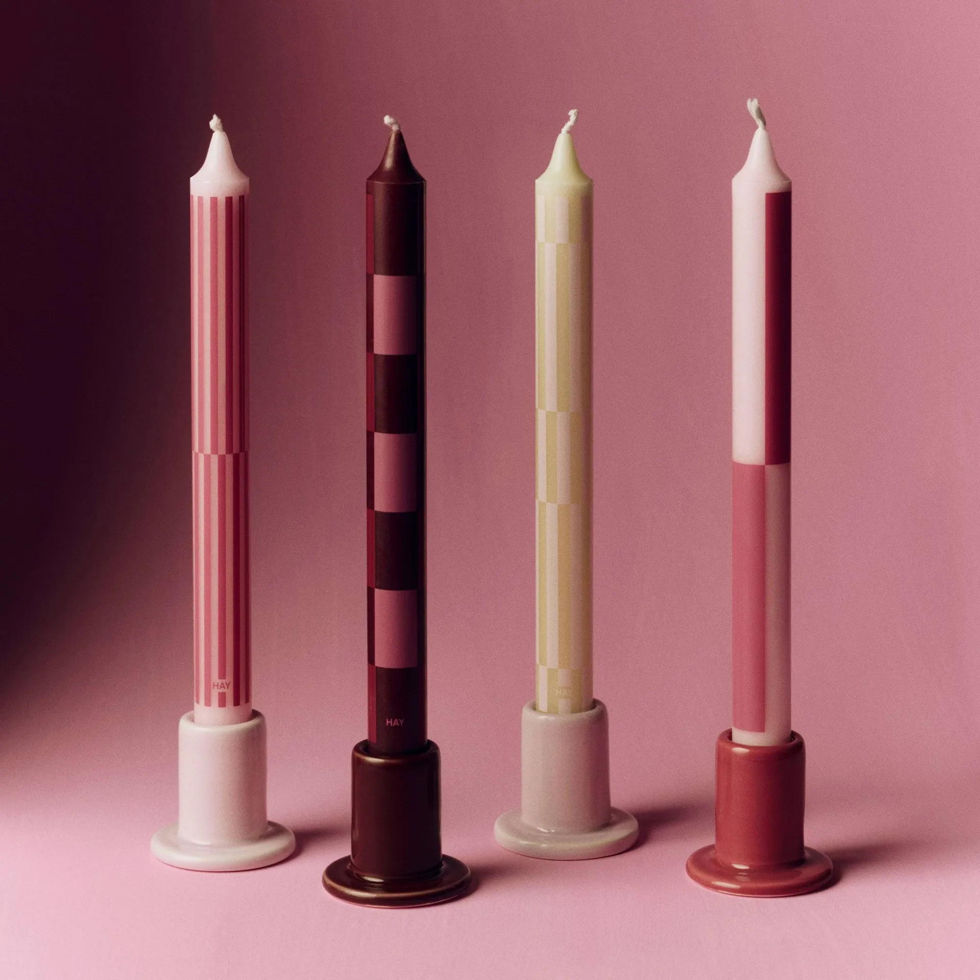 Pattern Kerzen Mix 4er-Pack, Pink-bordeaux HAY