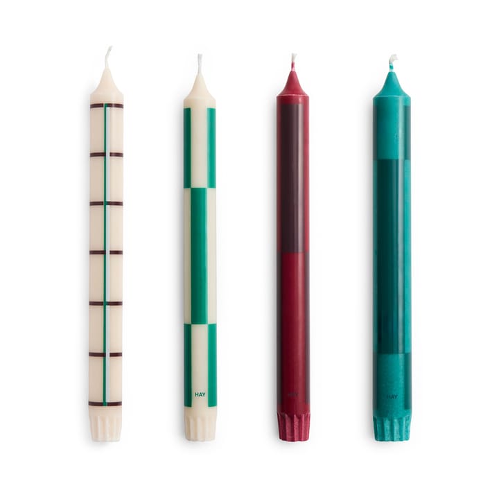 Pattern Kerzenmix 4er-Pack - Greens-bordeaux - HAY