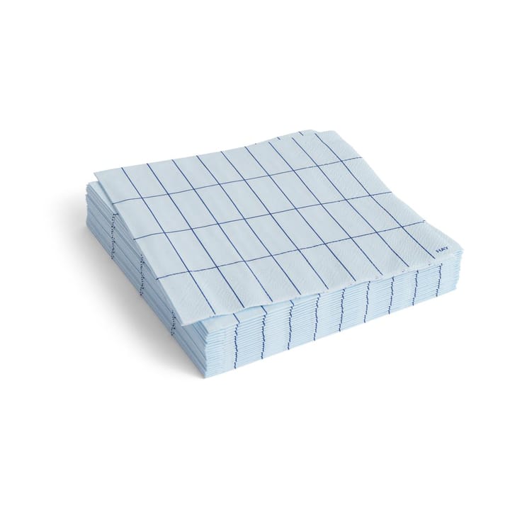 Pattern Lunchserviette 33x33 cm 20-Pack - Light blue-blue grid - HAY