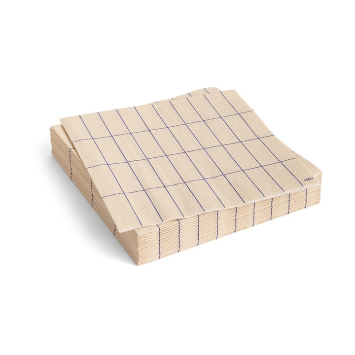 Pattern Lunchserviette 33x33 cm 20-Pack - Off white-blue grid - HAY
