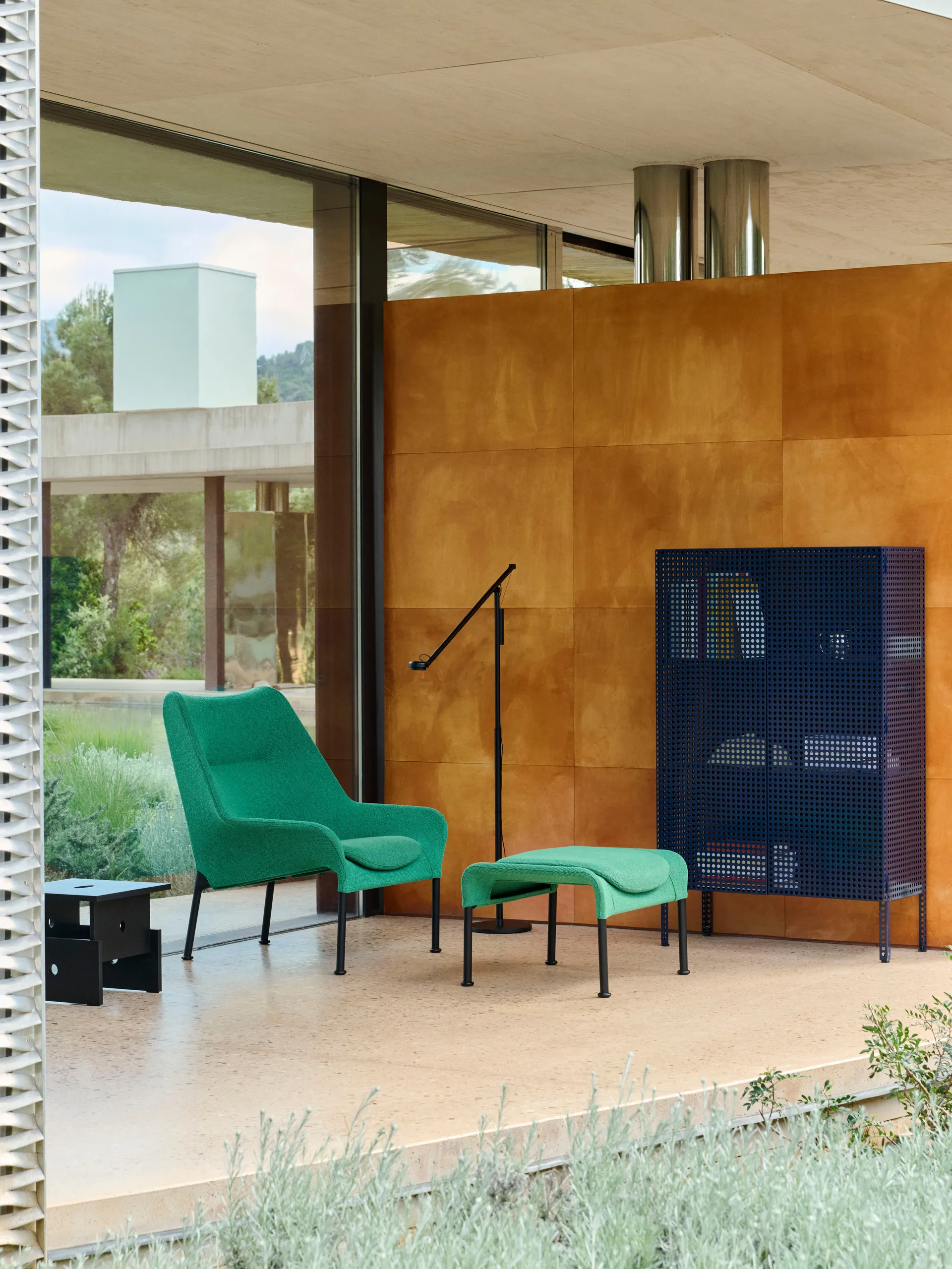 Perforated Cabinet Schrank large, Steel blue HAY