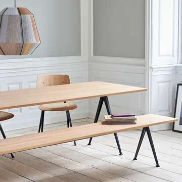 Pyramid Bank - Oak matt lackiert-190 cm-schwarzes Stahlgestell - HAY