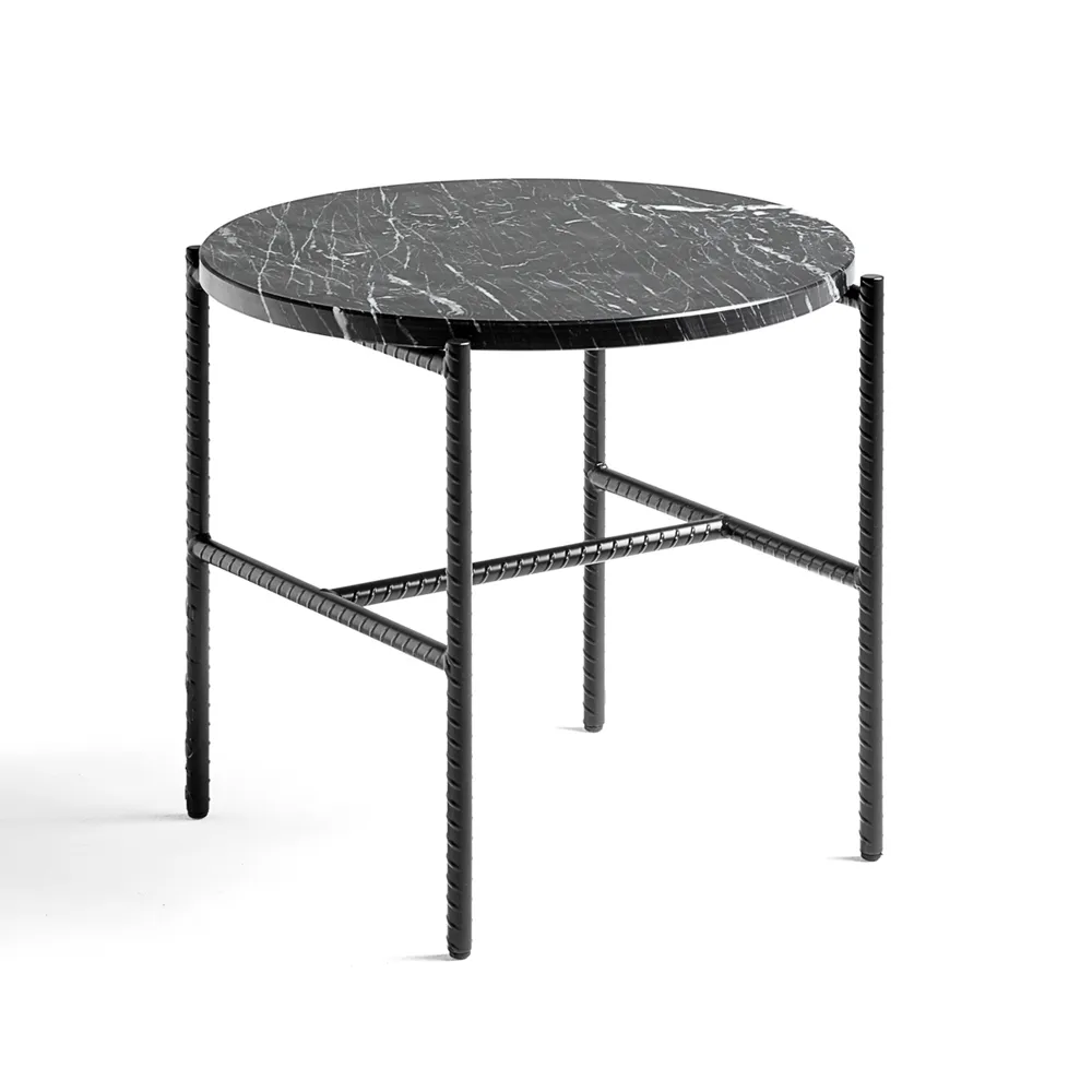Rebar Beistelltisch Ø45 cm, Black marble-black HAY