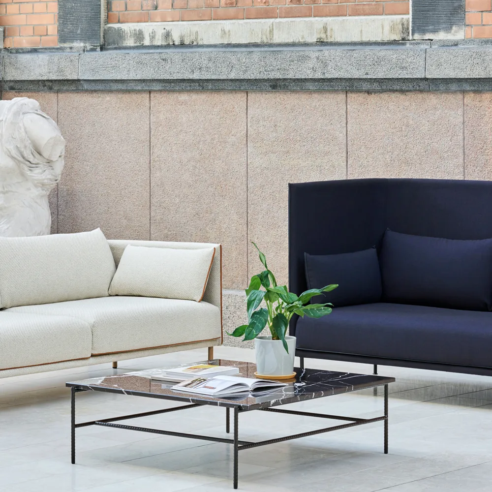 Rebar Couchtisch 100x104x33 cm, Schwarzer Marmor-schwarzes Gestell HAY