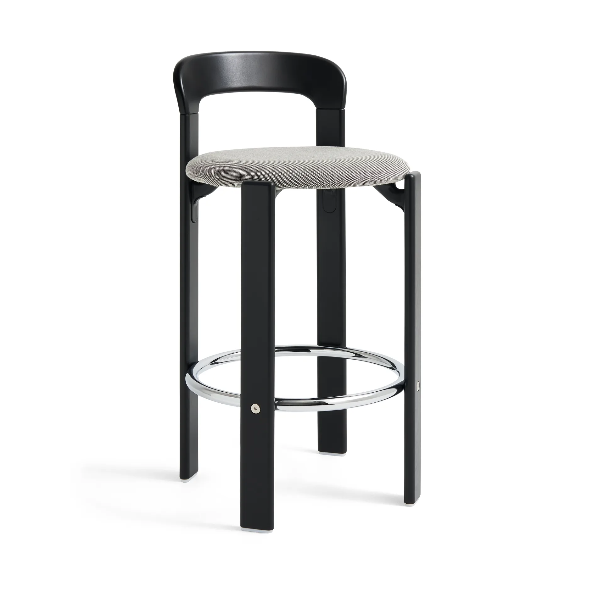 Rey Low gepolsterter Barhocker, Steelcut trio 124 deep black HAY
