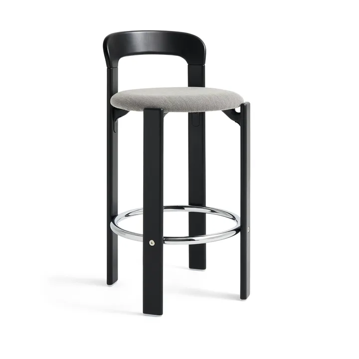 Rey Low gepolsterter Barhocker - Steelcut trio 124 deep black - HAY