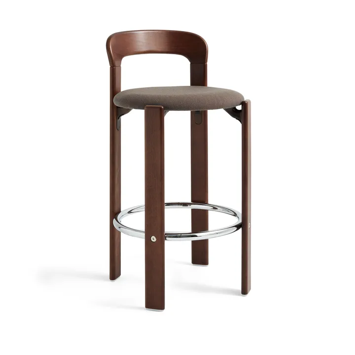 Rey Low gepolsterter Barhocker - Steelcut trio 376 umber brown - HAY