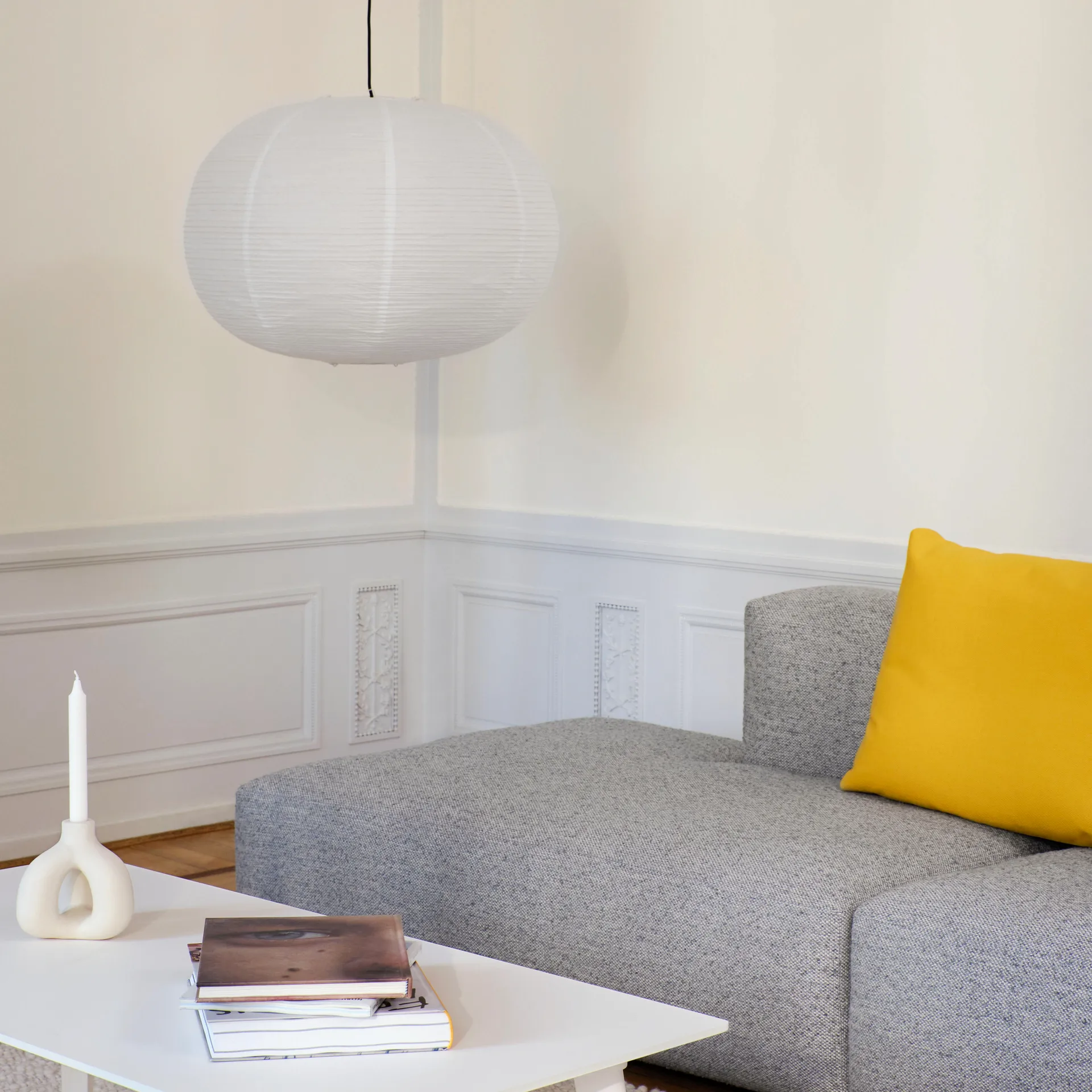 Rice paper Lampenschirm ellipse, Weiß HAY