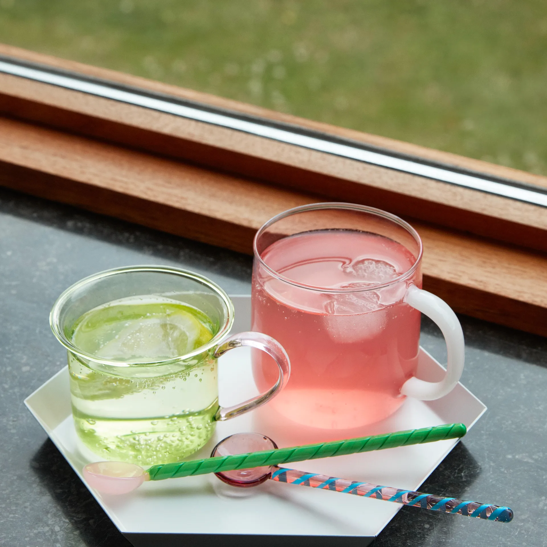 Round Glaslöffel 2er Pack, Aubergine-light pink HAY