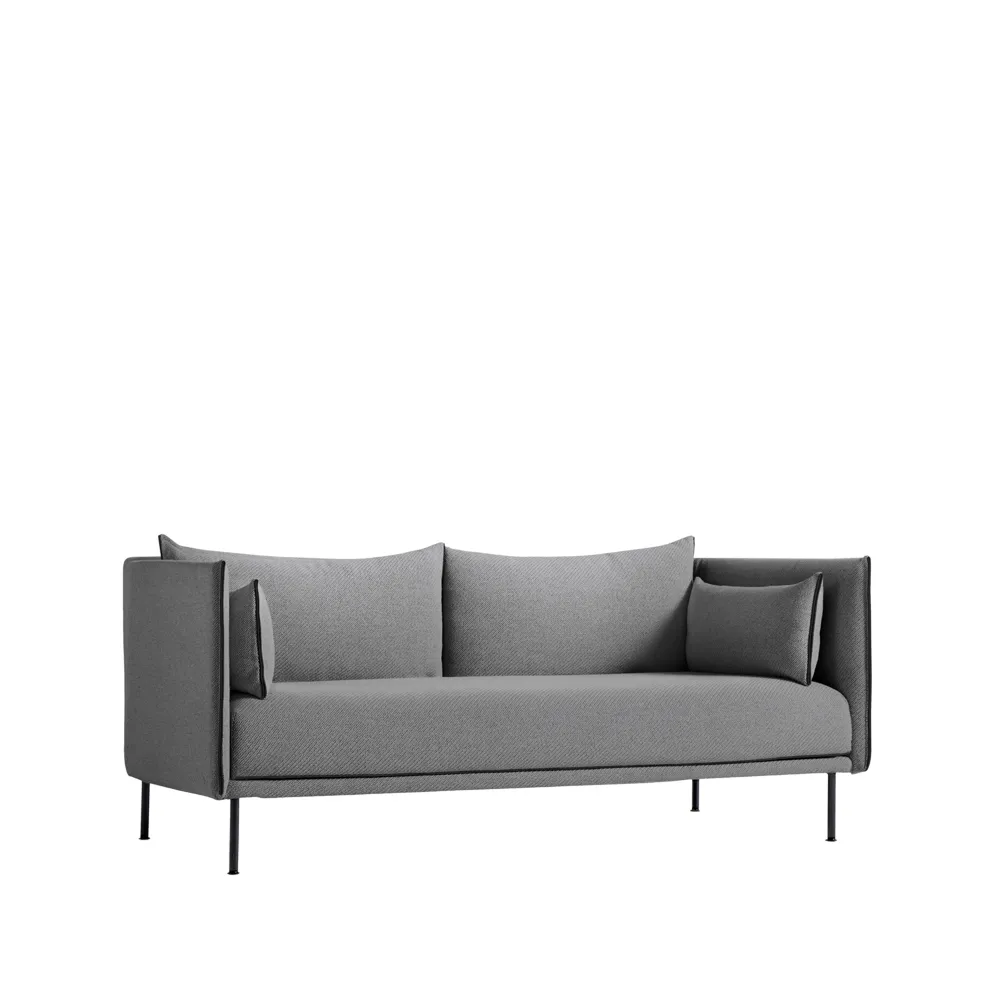 Silhouette 2-Sitzer Sofa, Coda 182 grau-schwarze Metallbeine HAY