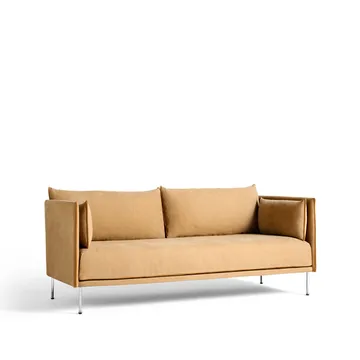 Silhouette 2-Sitzer Sofa - Linara 142 cognac-Chrombeine - HAY
