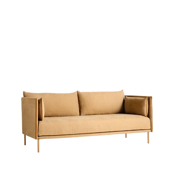 Silhouette 2-Sitzer Sofa - Linara 142-cognac leather piping-oiled oak - HAY