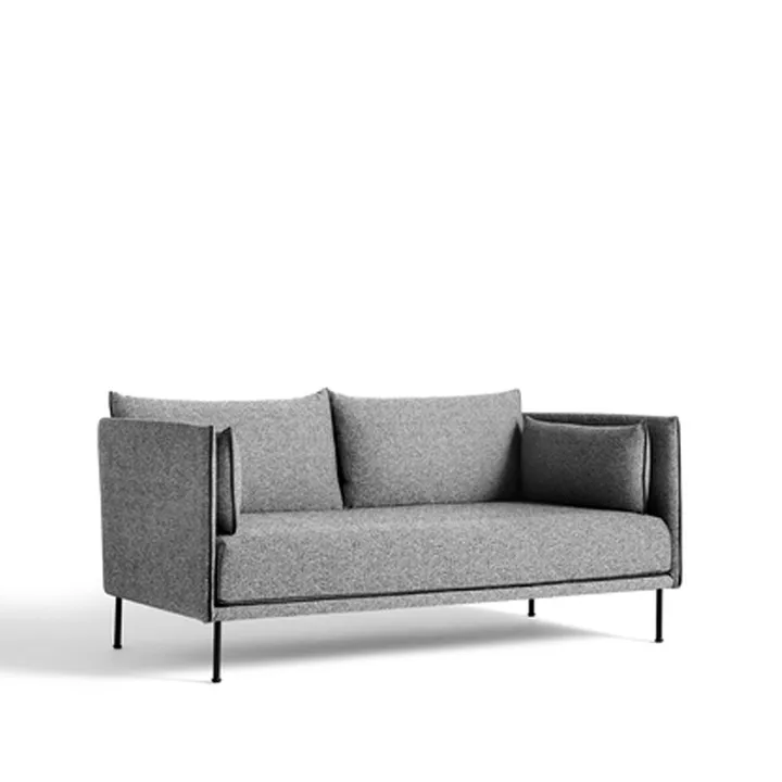 Silhouette 2-Sitzer Sofa - Olavi 03 grey-schwarz Metallbeine - HAY