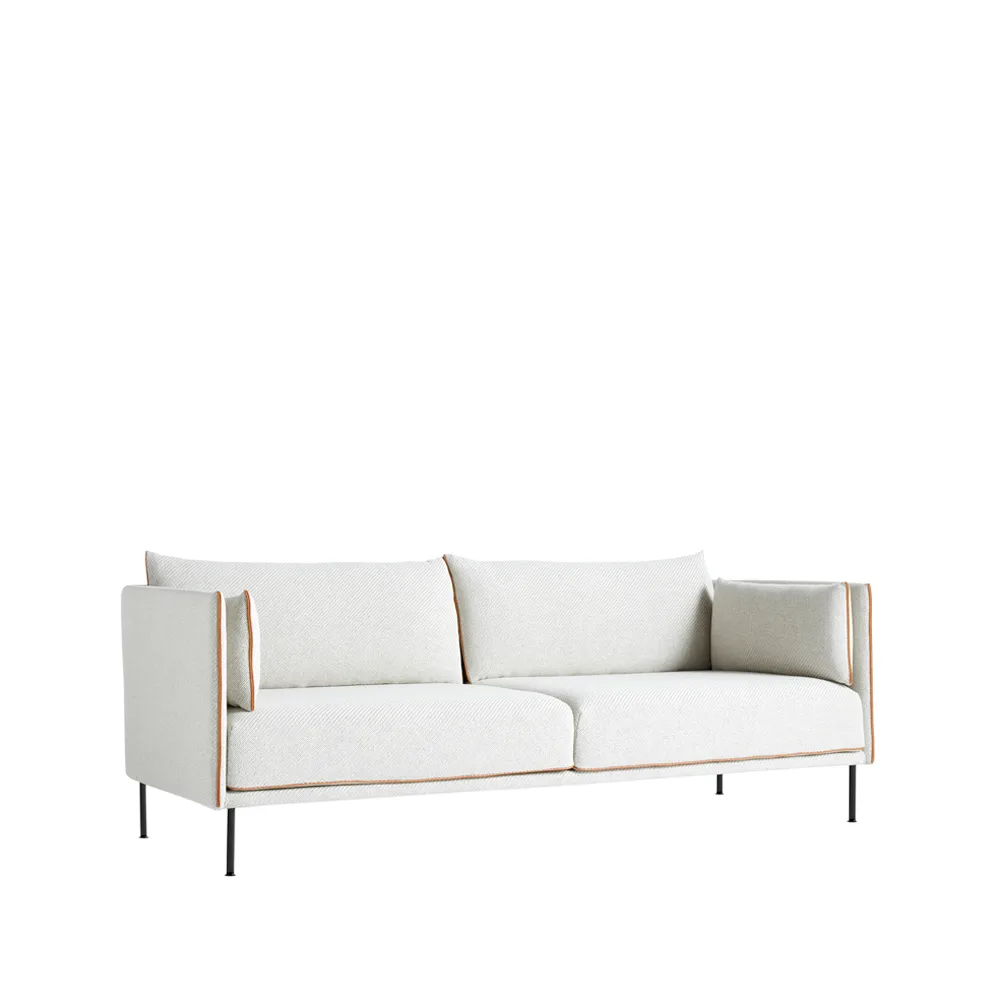 Silhouette 3-Sitzer Sofa, Beige-cognac Paspel-schwarze Metallbeine HAY