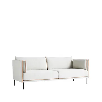 Silhouette 3-Sitzer Sofa - Beige-cognac Paspel-schwarze Metallbeine - HAY